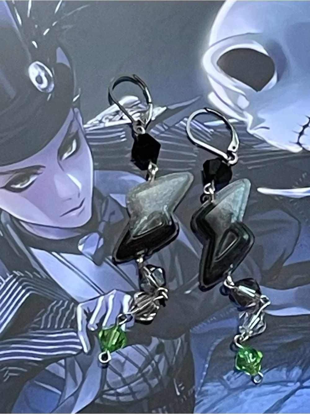 Twisted Wonderland Inspired Groovy Candy Earrings Sebek Zigvolt (Nightmare Suit)